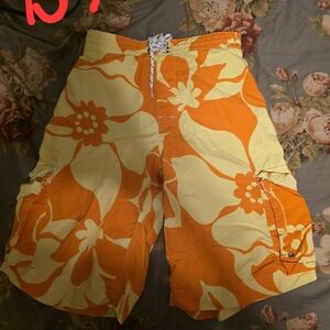Floral Orange and Yellow Swim Shorts